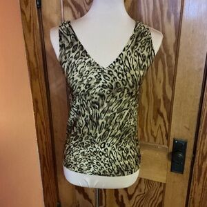 Women's Leopard-Print V-Neck Camisole - Beige/Tan